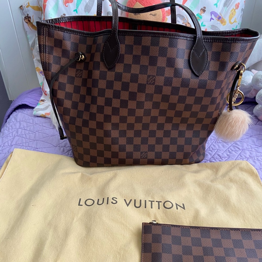Neverfull MM Damier ebene red interior